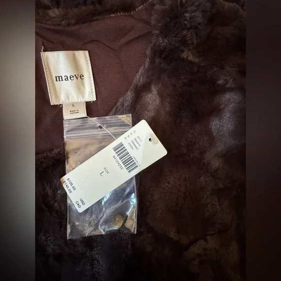 NWT Size L- Anthropologie Maeve faux-fur tee in Chocolate (NWT US$ 120) - Picture 5 of 16